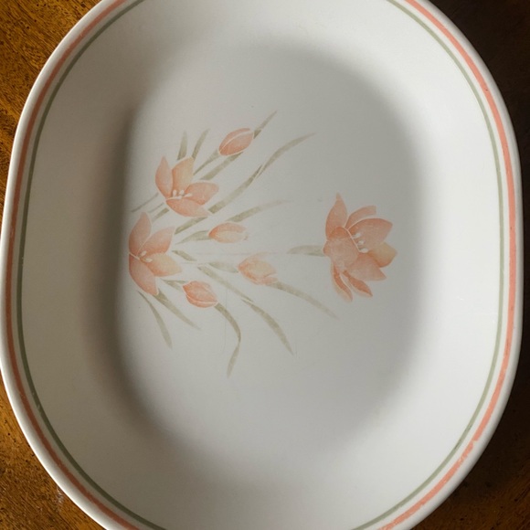 1 Corelle Peach Floral Serving Platter 12”x 10” - Picture 3 of 11